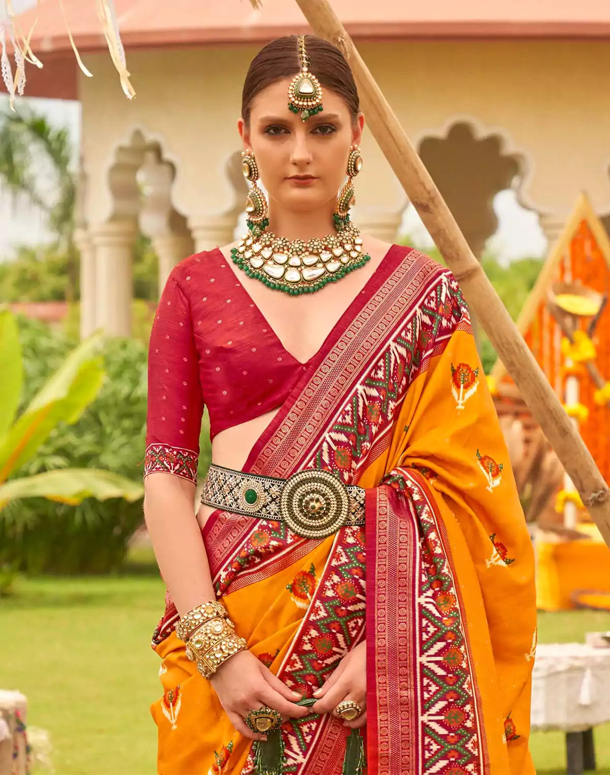 Image of Attractive Yellow Colour Patola Saree