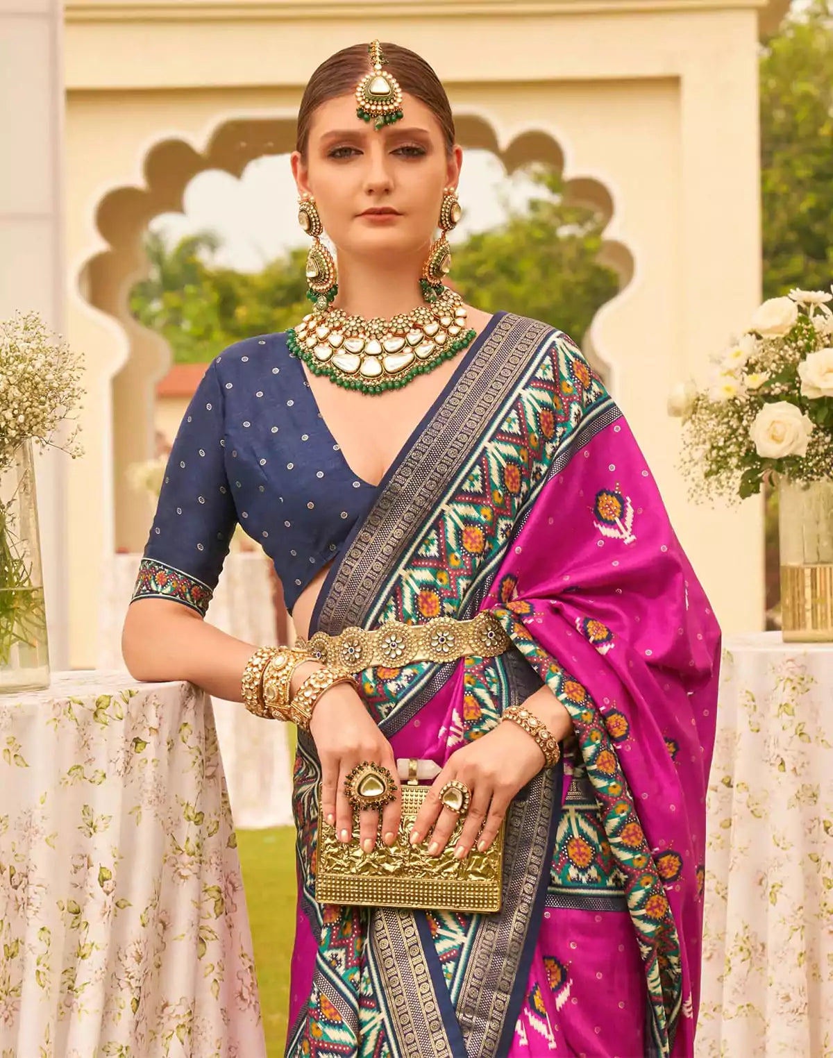 Image of Mermerizing Dark Pink Patola Silk Trendy Saree