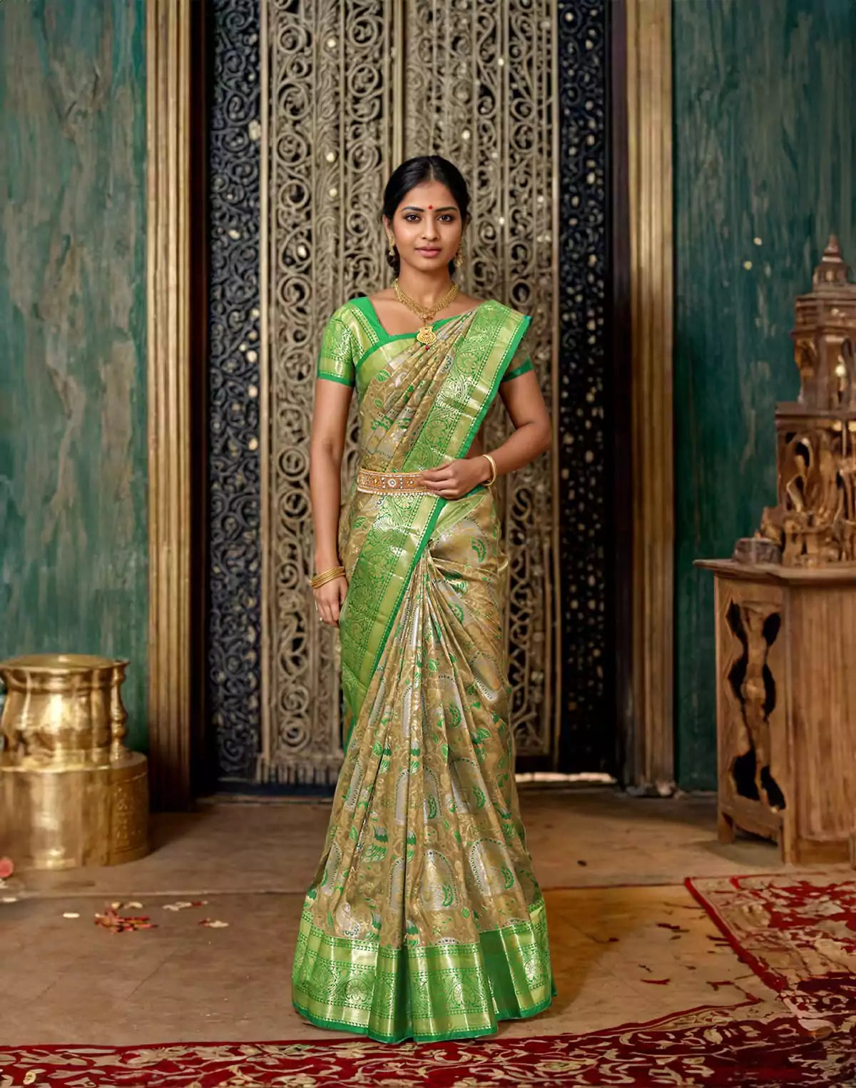 Image of Light Grey Meenakari zari Silk Saree