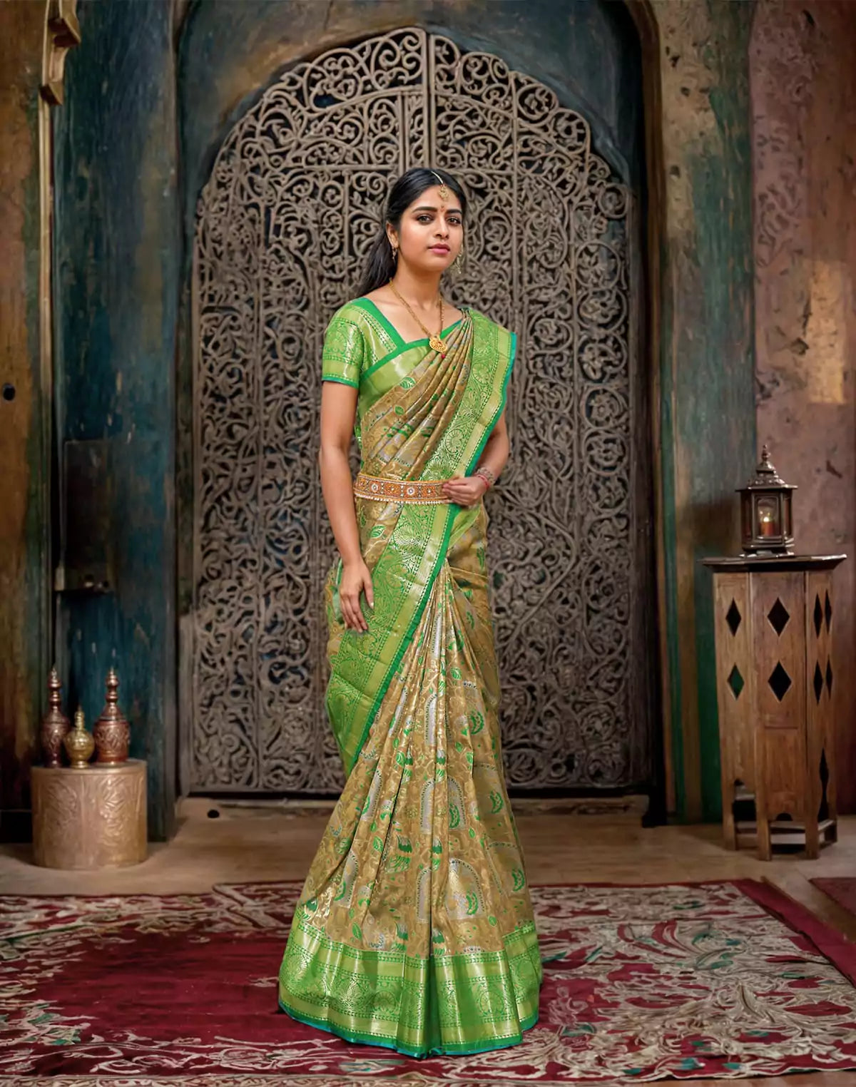 Image of Light Grey Meenakari zari Silk Saree