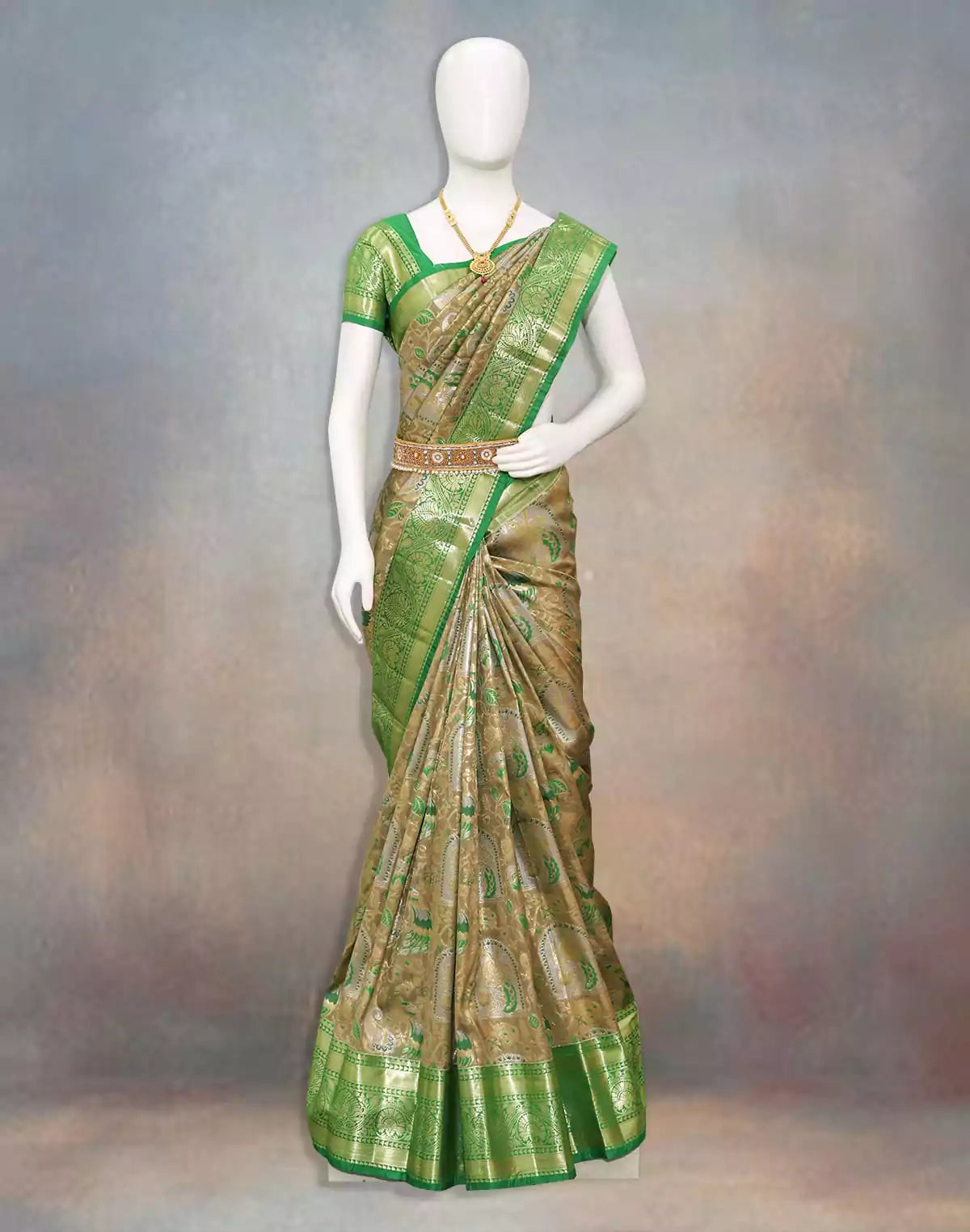 Image of Light Grey Meenakari zari Silk Saree