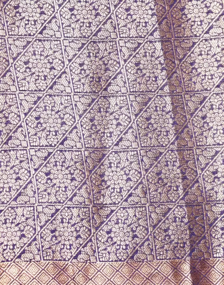 Image of Navy Blue Polka Dots Booti Organza Saree