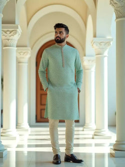 Sage Green Self Design Jacquard Stylish Kurta Pyjama Set South India Shopping Mall Sage Green Self Design Jacquard Stylish Kurta Pyjama Set South India Shopping Mall