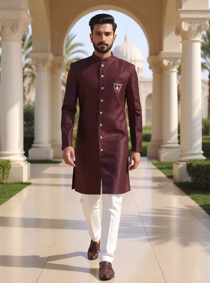 Image of Self Brocade Weaving Jacquard Semi - Indo - South India Shopping Mall