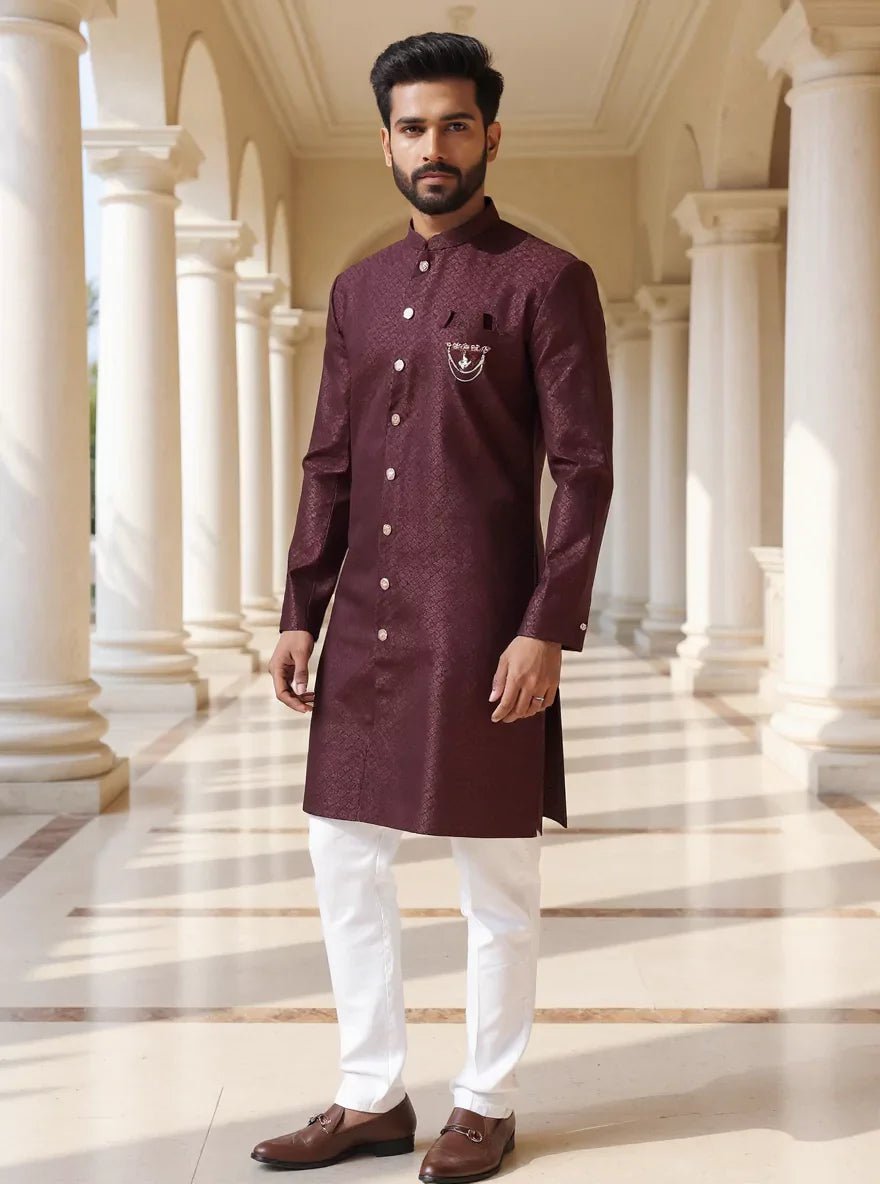 Image of Self Brocade Weaving Jacquard Semi - Indo - South India Shopping Mall