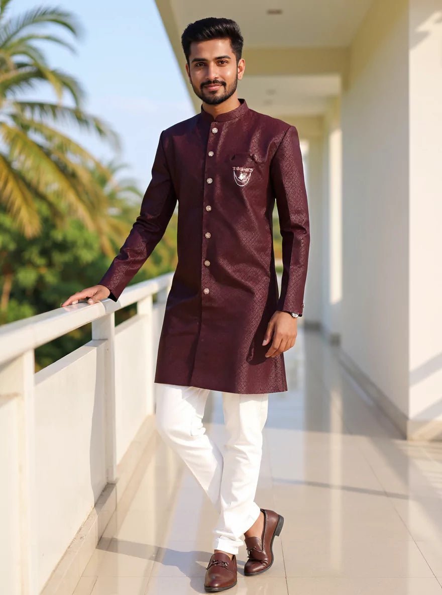 Image of Self Brocade Weaving Jacquard Semi - Indo - South India Shopping Mall