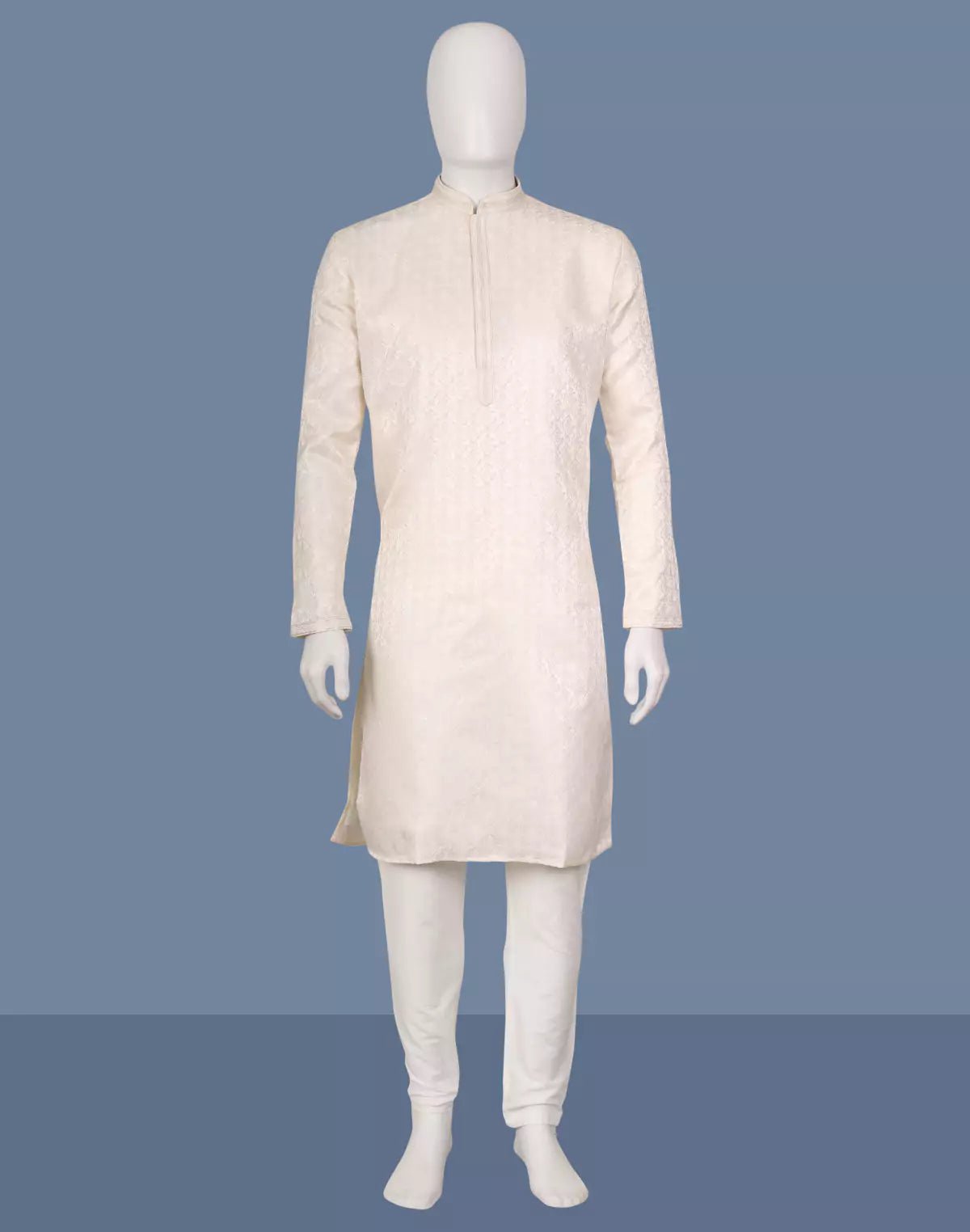 Image of Self Highlighted Weaving Jacquard Kurta Pyjama Set - South India Shopping Mall