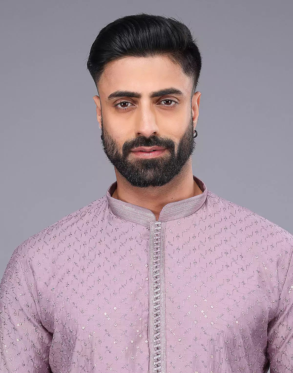 Image of Self Imperial Patterned Elegant Onion Coloured Soft Silk Kurta Set - South India Shopping Mall