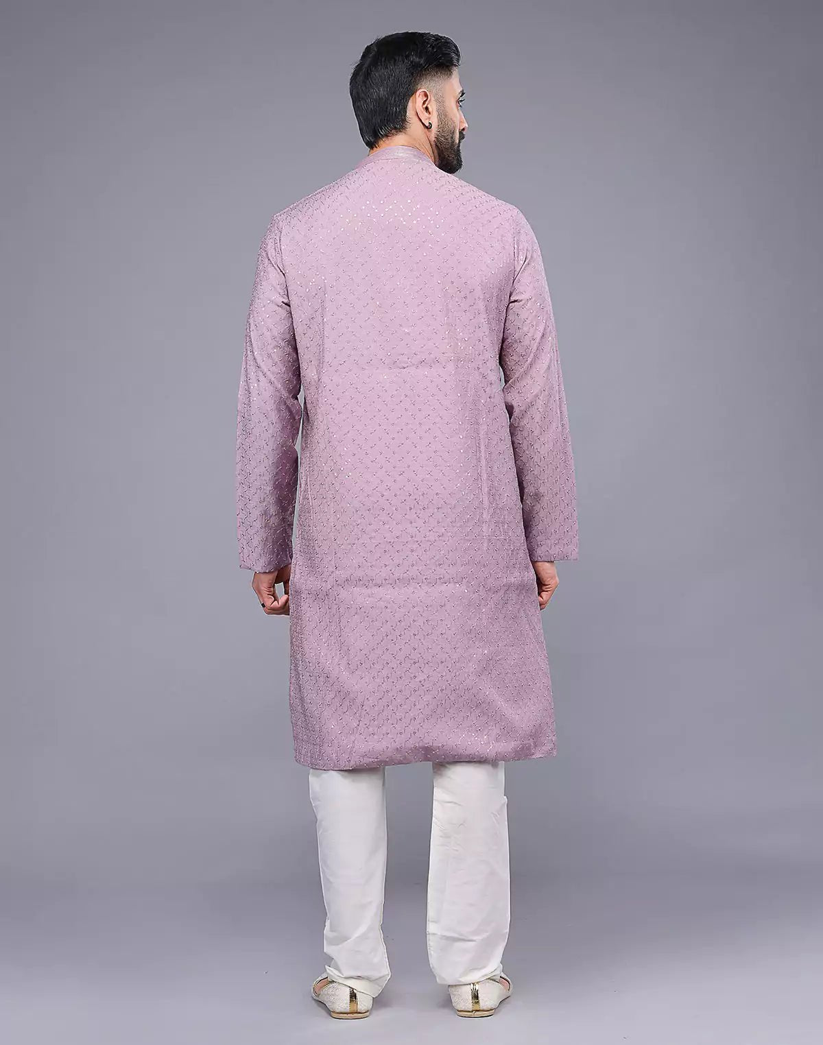 Image of Self Imperial Patterned Elegant Onion Coloured Soft Silk Kurta Set - South India Shopping Mall