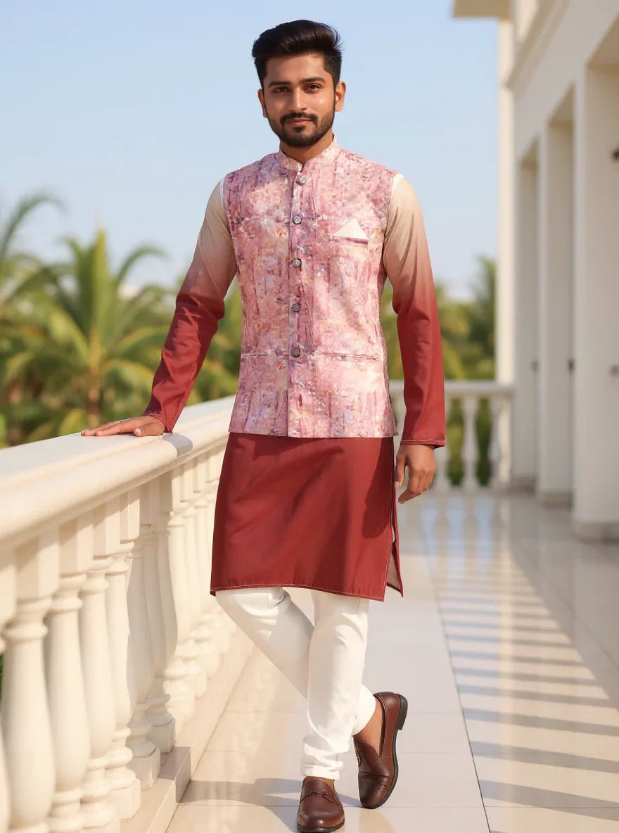 Image of Self Pattern Cotton Silk Thread with Embellished work Onion Kurta Jacket Set - South India Shopping Mall