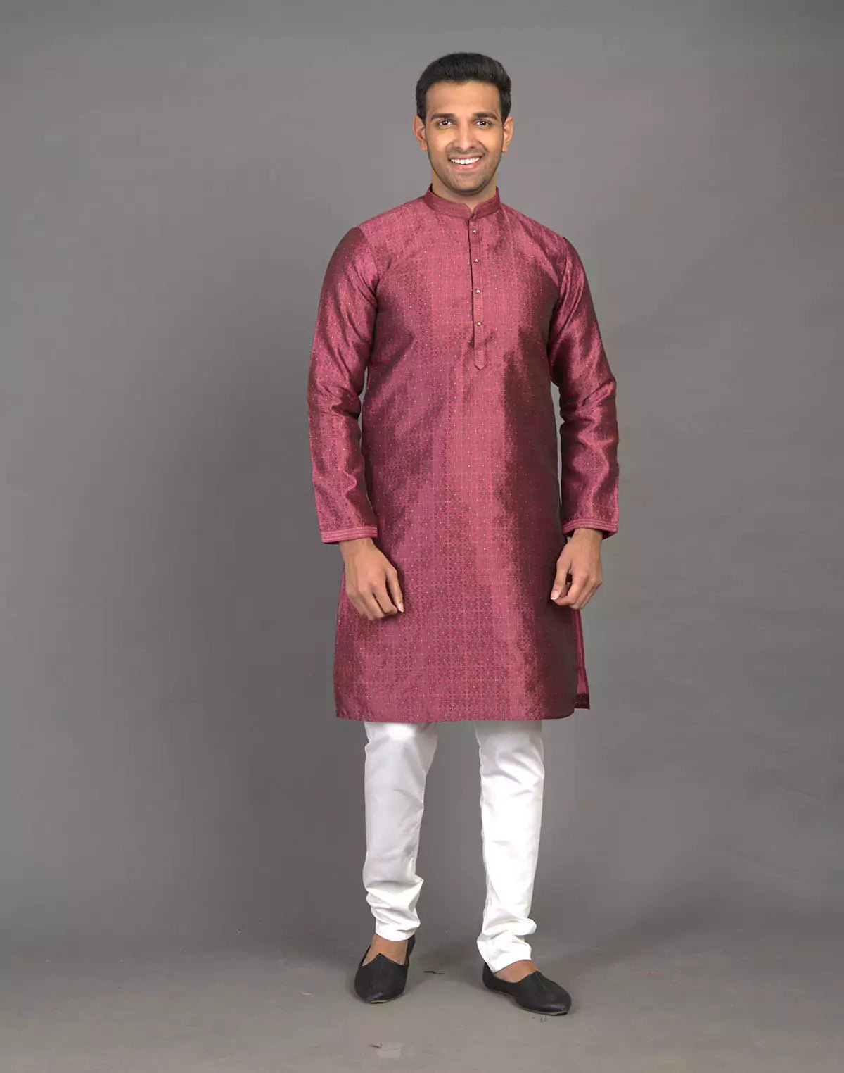 Image of Self Thread with Embellished Design Soft Silk Kurta Pyjama Set - South India Shopping Mall