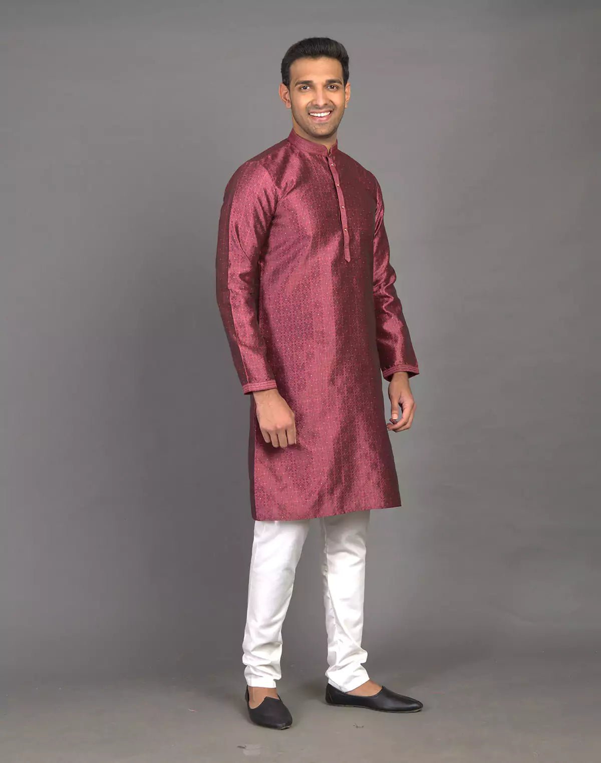 Image of Self Thread with Embellished Design Soft Silk Kurta Pyjama Set - South India Shopping Mall
