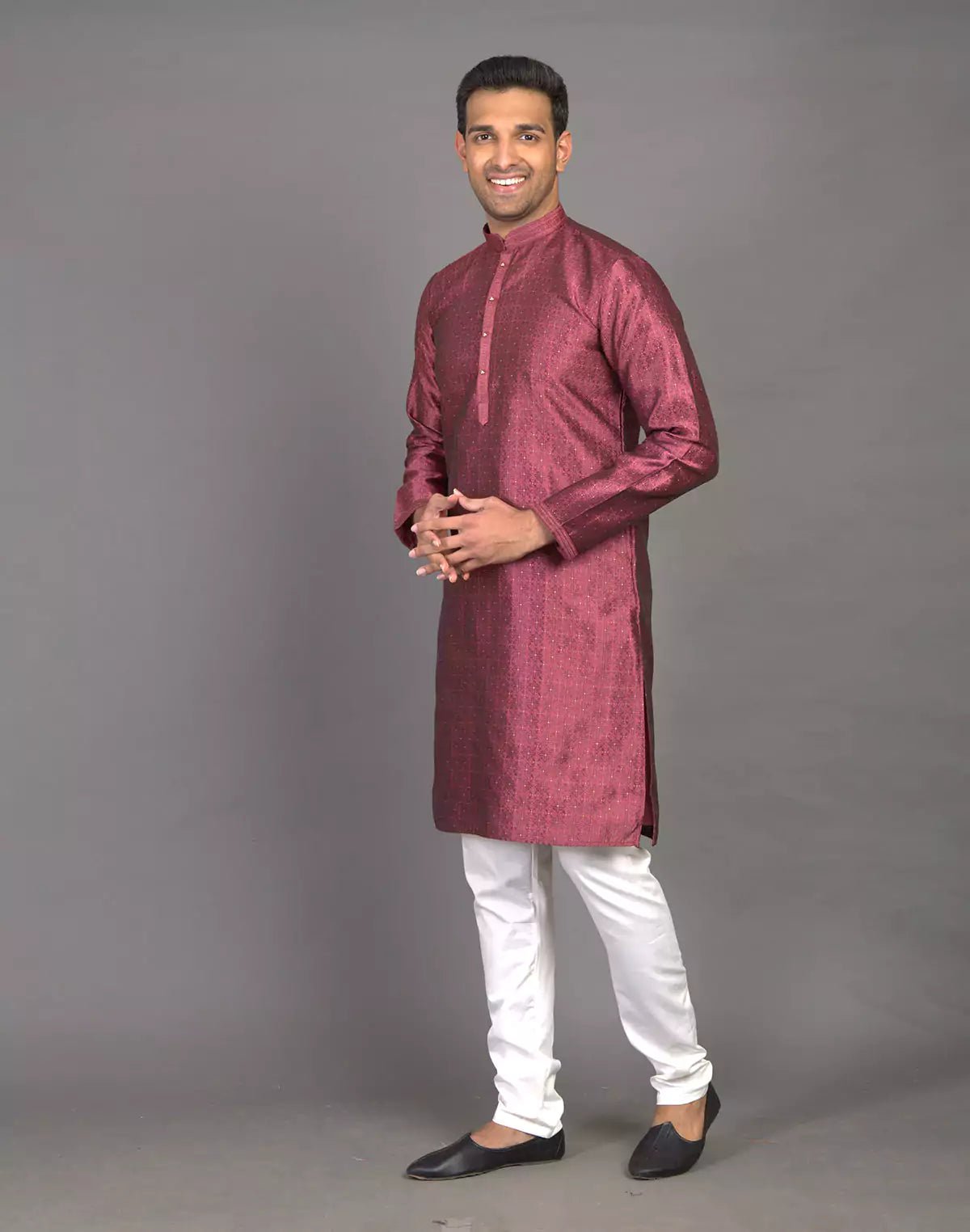 Image of Self Thread with Embellished Design Soft Silk Kurta Pyjama Set - South India Shopping Mall