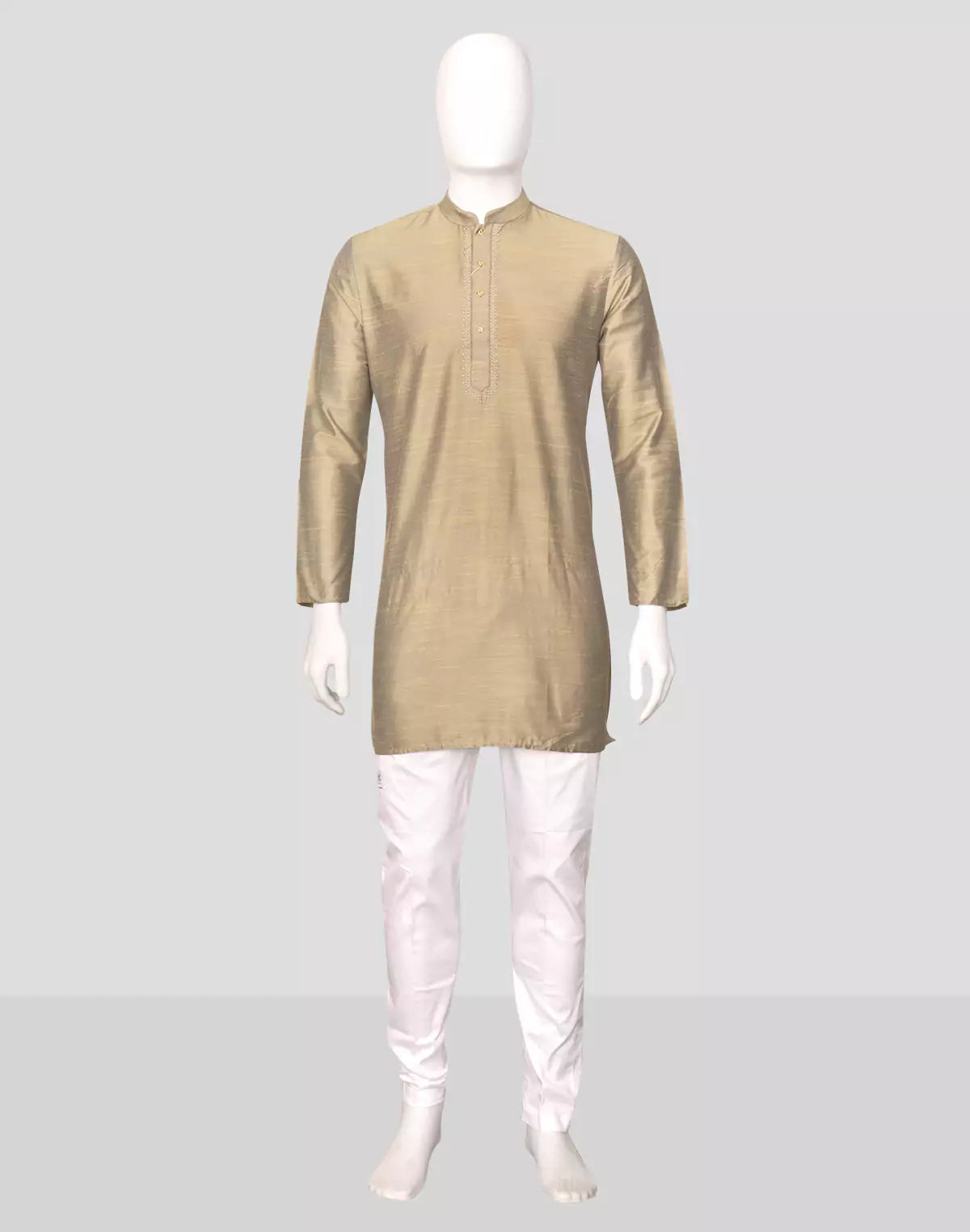 Raw Silk Men's Full Sleeve Casual Short Kurta