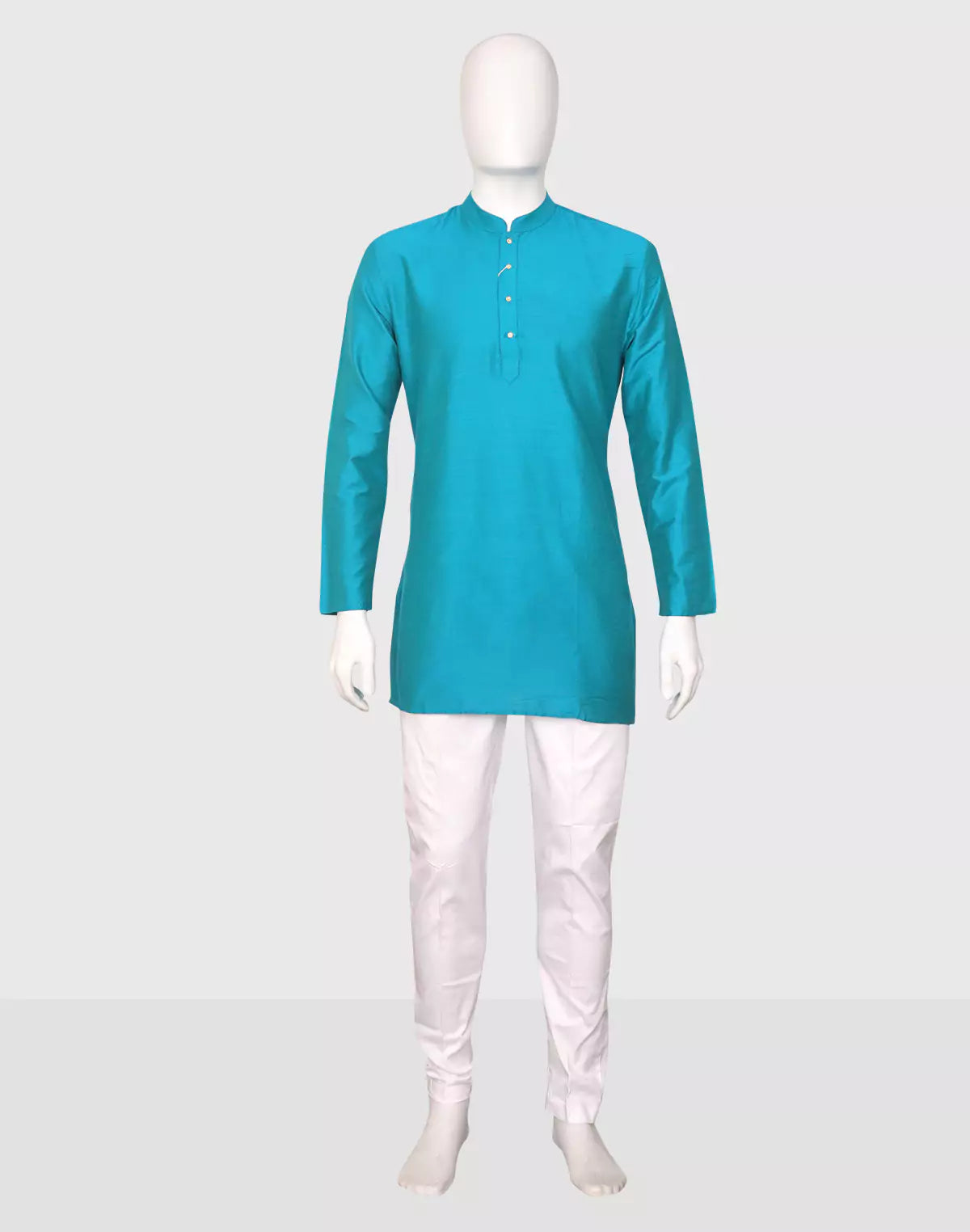 Raw Silk Plain Men's Full Sleeve Short Kurta