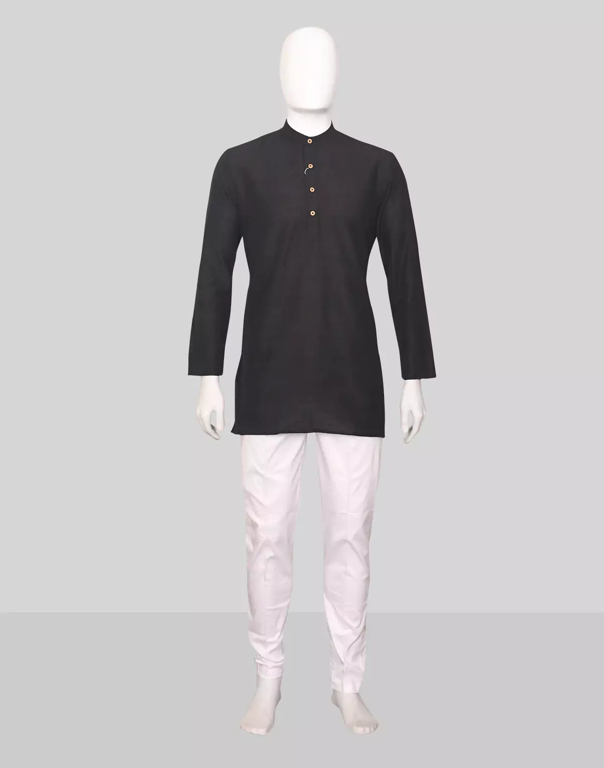 Image of Raw Silk Plain Men's Full Sleeve Short Kurta