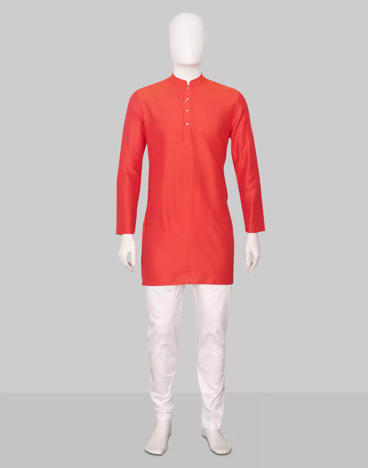 Raw Silk Plain Men's Full Sleeve Short Kurta