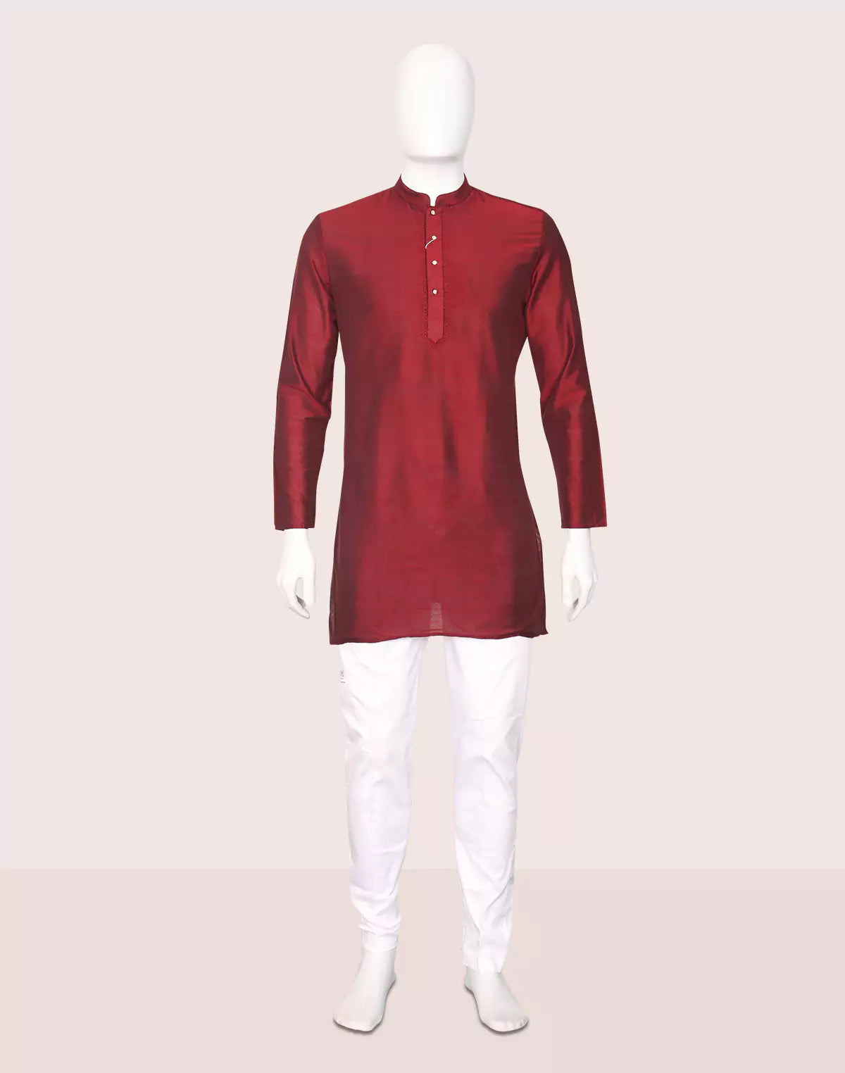 Raw Silk Men's Full Sleeve Casual Short Kurta