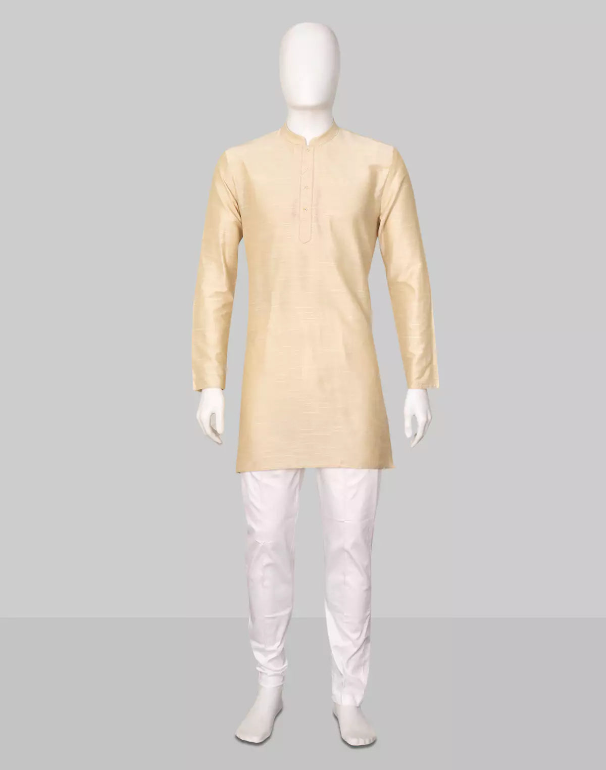 Raw Silk Men's Full Sleeve Casual Short Kurta