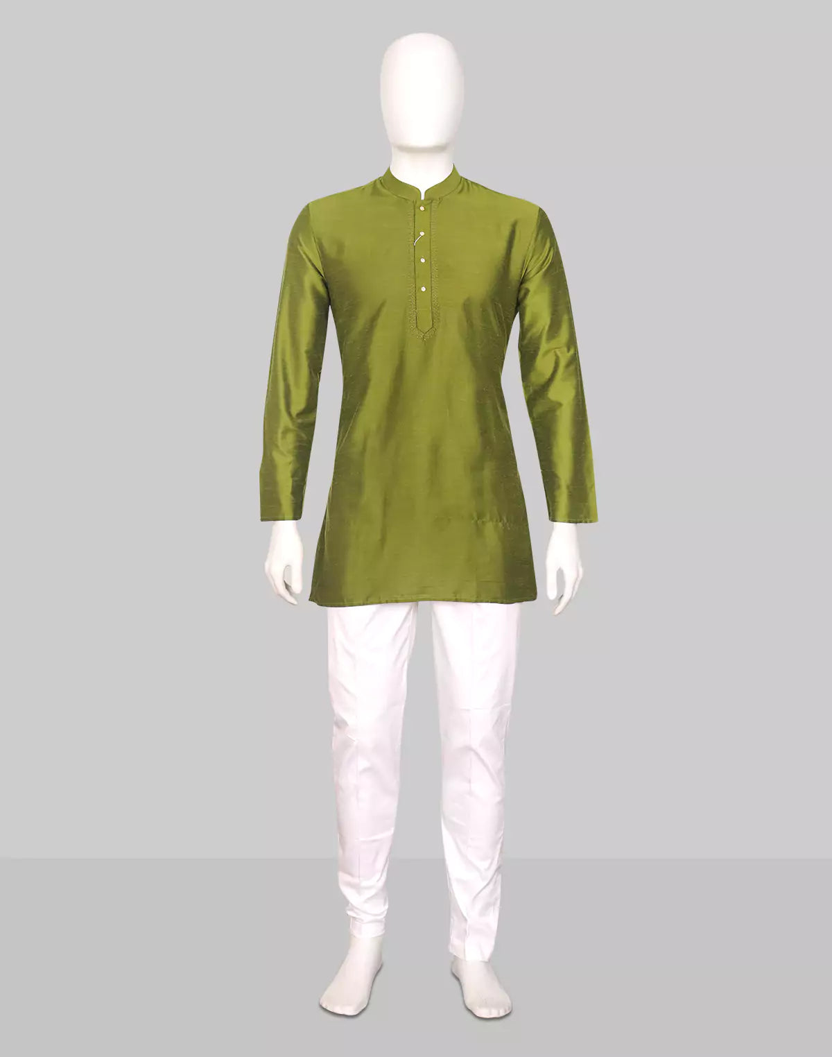 Raw Silk Plain Men's Full Sleeve Short Kurta