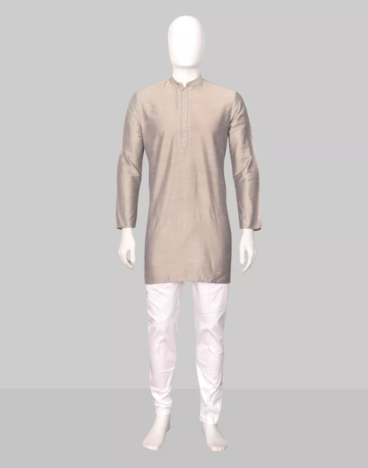 Raw Silk Plain Men's Full Sleeve Short Kurta