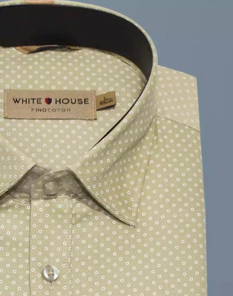 Image of Beige Polka Dots Cotton Printed Shirt