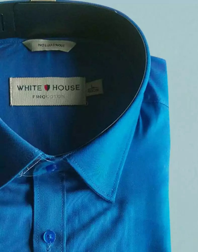 Image of Dark Blue Colour Plain Pure Cotton Shirt