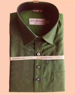 Dark Green Colour Plain Pure Cotton Shirt – South India Shopping Mall