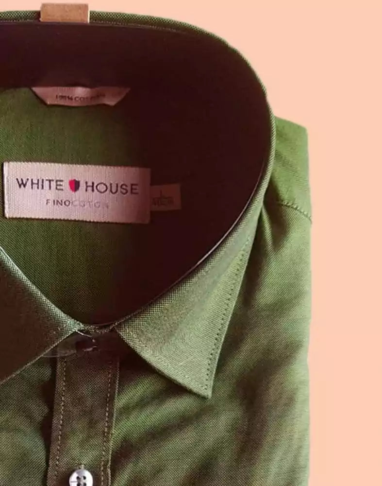 Image of Dark Green Colour Plain Pure Cotton Shirt