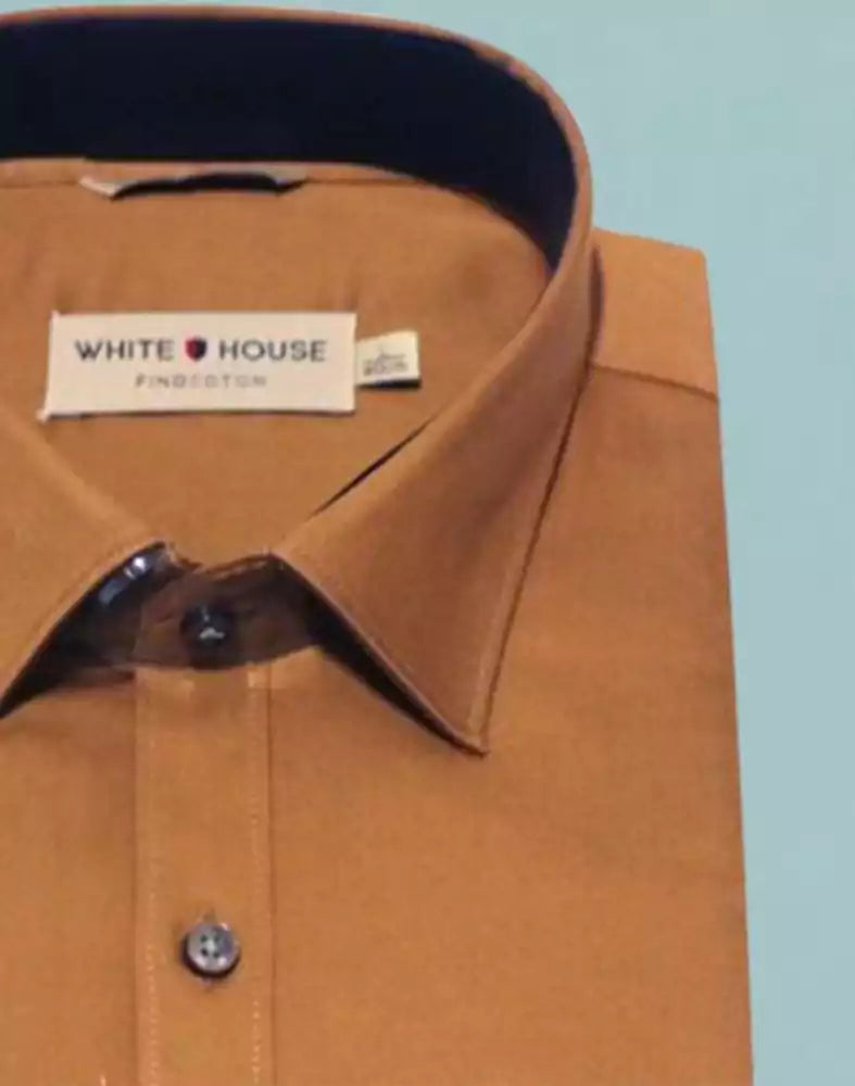 Image of Khakhi Colour Plain Pure Cotton Shirt