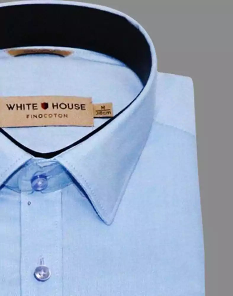 Image of Light Blue Colour Plain Pure Cotton Shirt