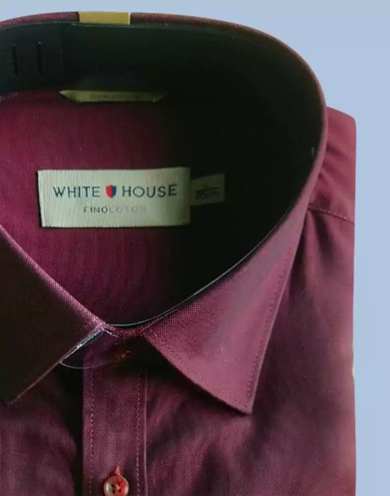 Image of Maroon Colour Plain Pure Cotton Shirt