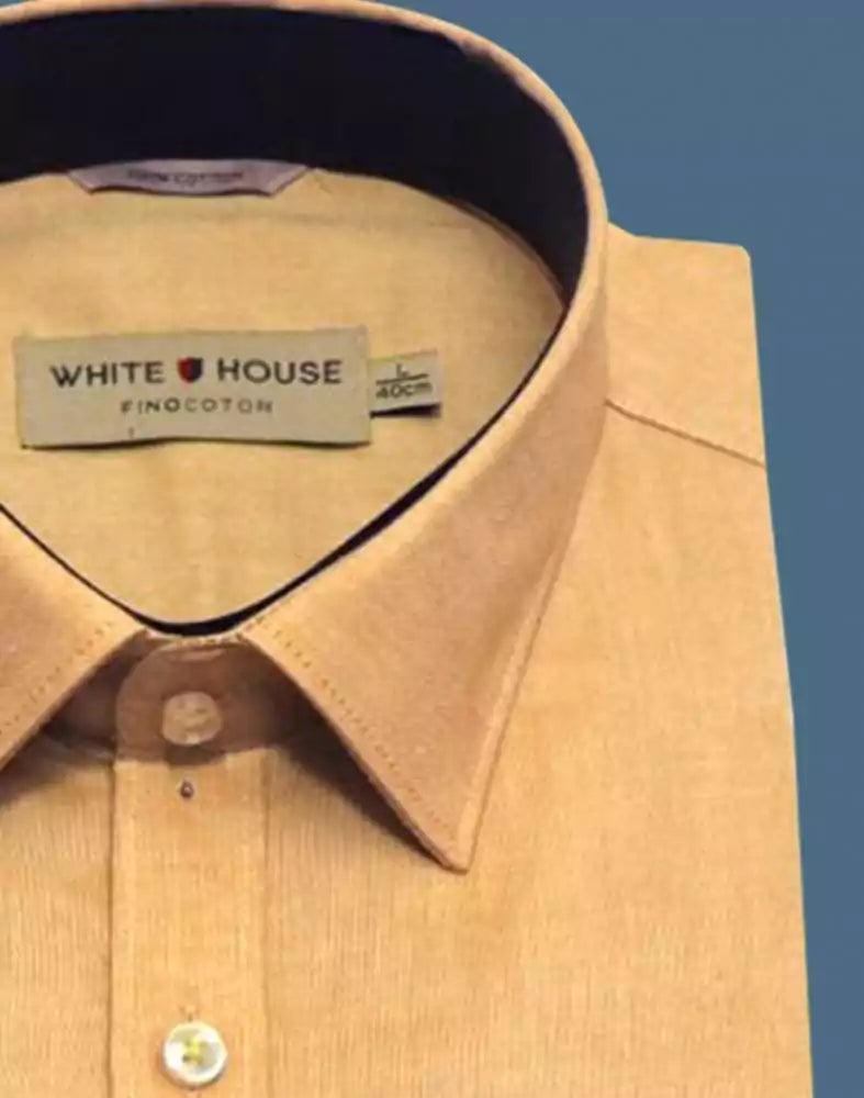Image of Mustard Colour Plain Pure Cotton Shirt