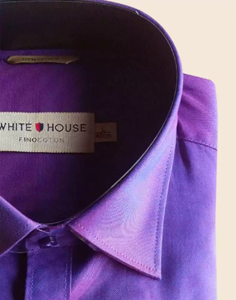 Image of Purple Colour Plain Pure Cotton Shirt