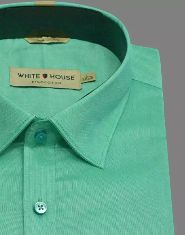 Image of Rama Green Colour Plain Pure Cotton Shirt