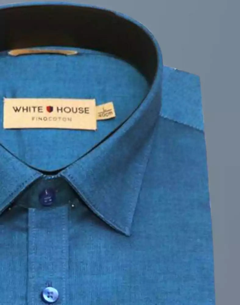 Image of Royal Blue Colour Plain Pure Cotton Shirt