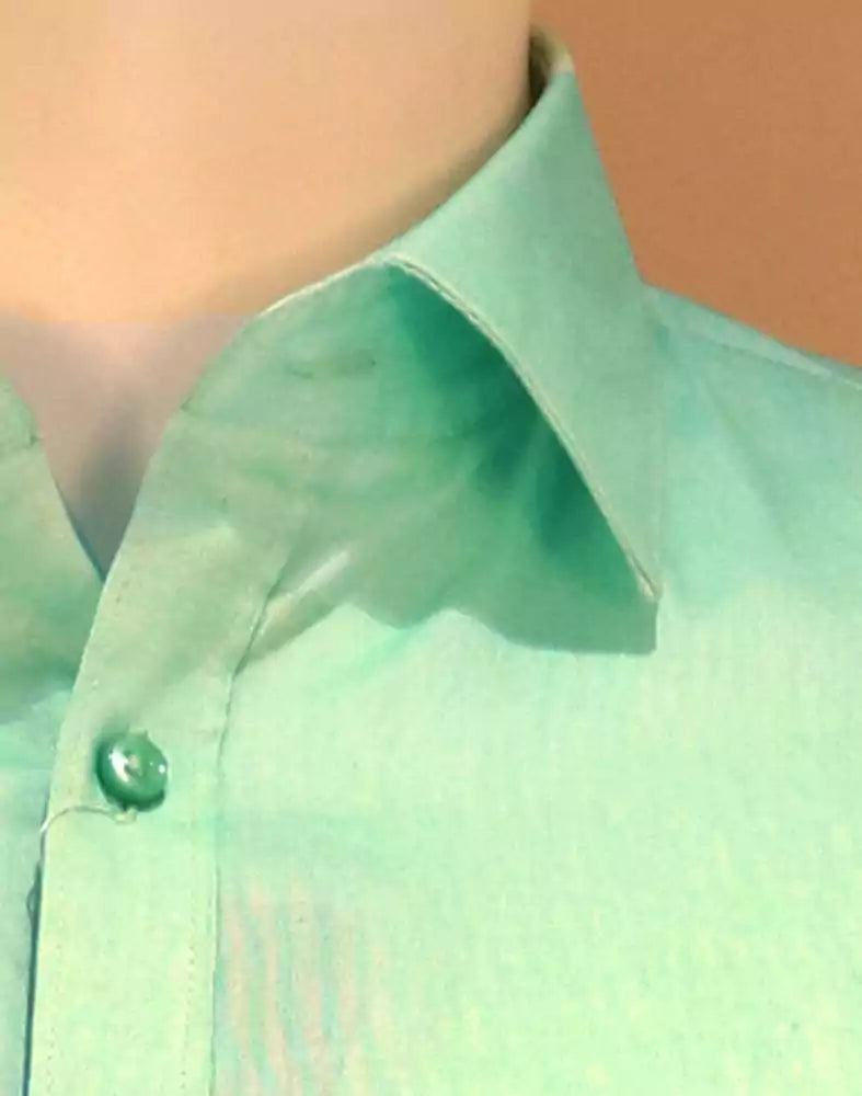 Image of Light Green Colour Plain Pure Cotton Shirt