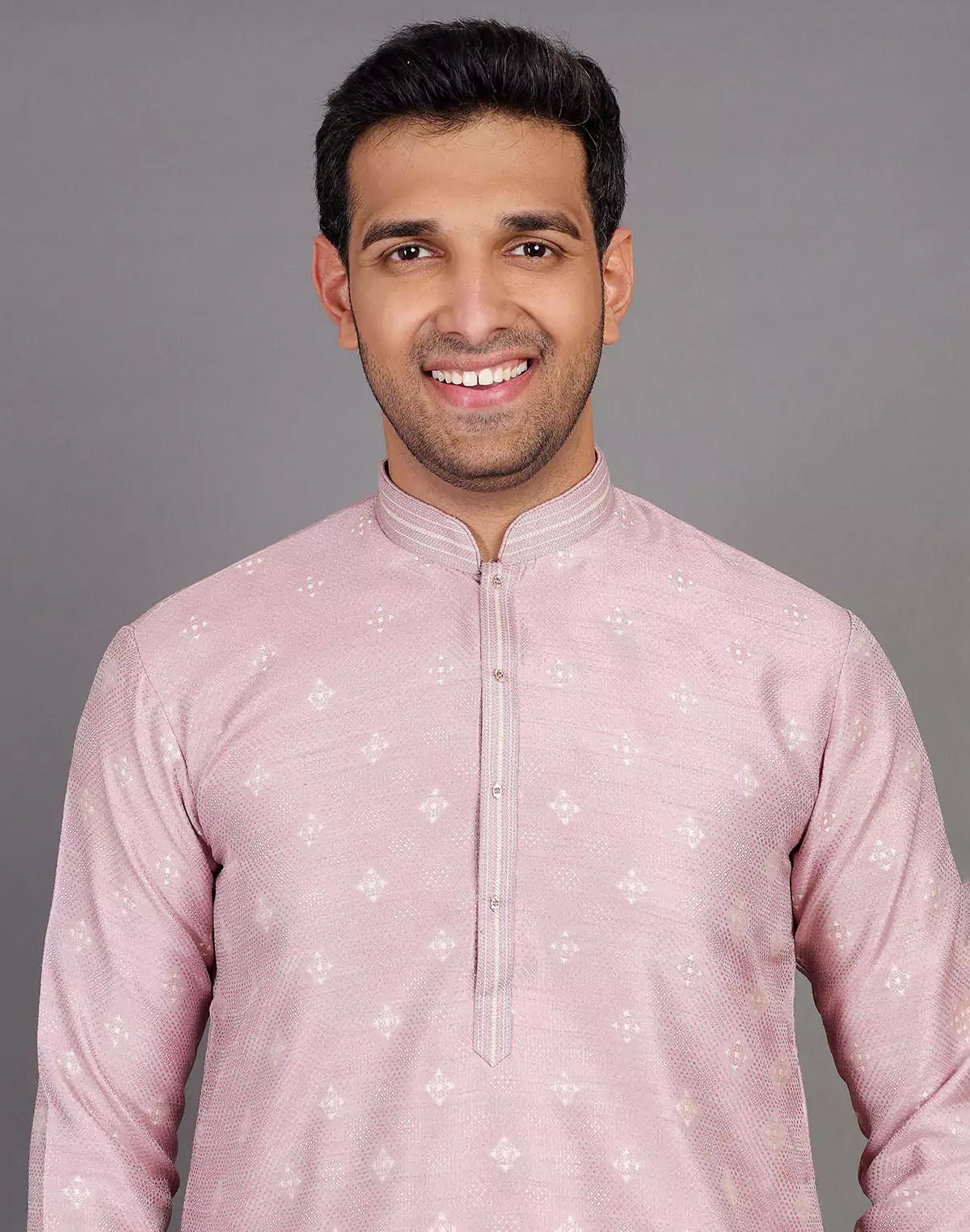 Image of Simple Self Made Thread Work Design Soft Silk Lavender Kurta Pyjama Set - South India Shopping Mall