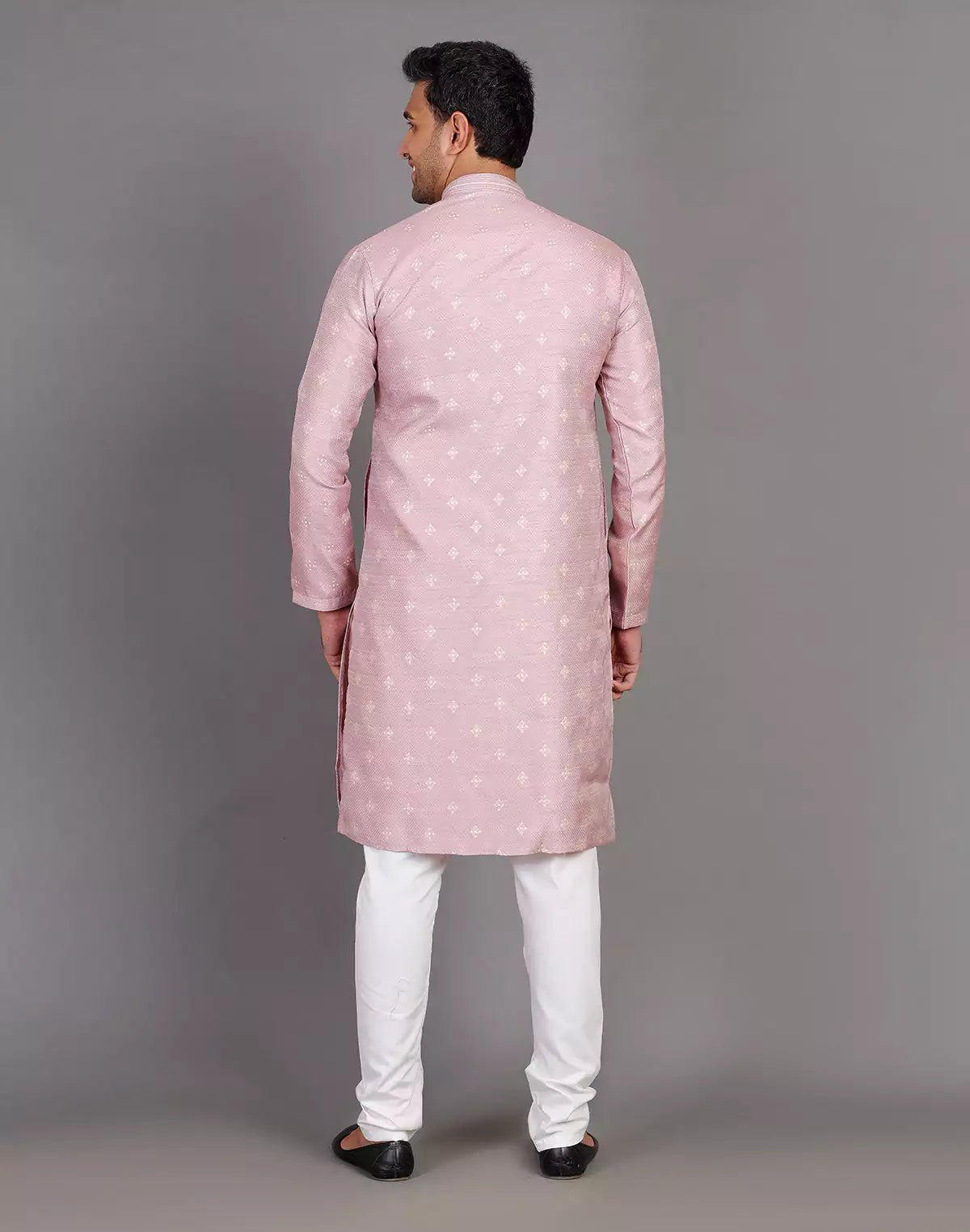 Image of Simple Self Made Thread Work Design Soft Silk Lavender Kurta Pyjama Set - South India Shopping Mall