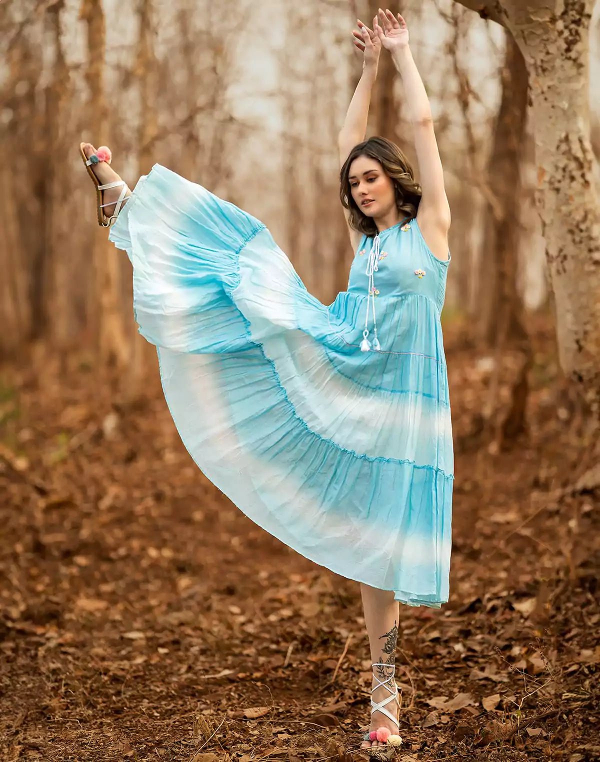 Image of Sky Blue Plain Cotton stylish Kurti - South India Shopping Mall