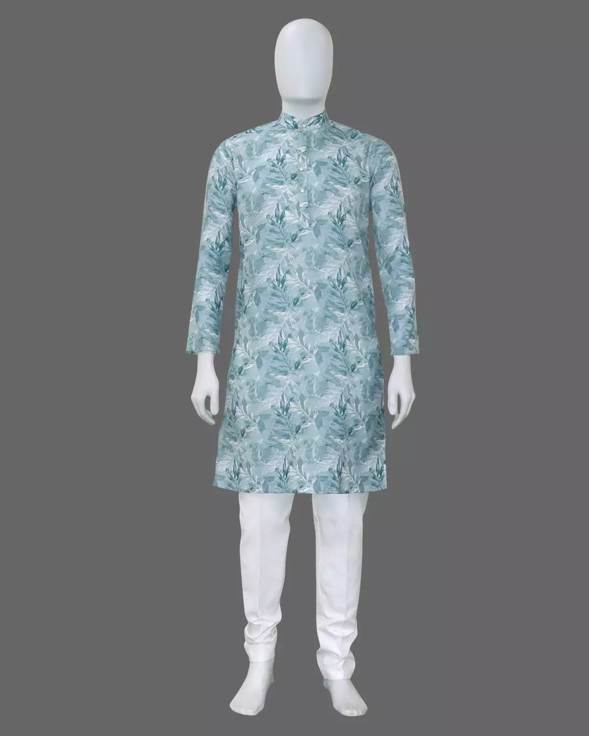 Image of Sky Floral Design Cotton Kurta - South India Shopping Mall