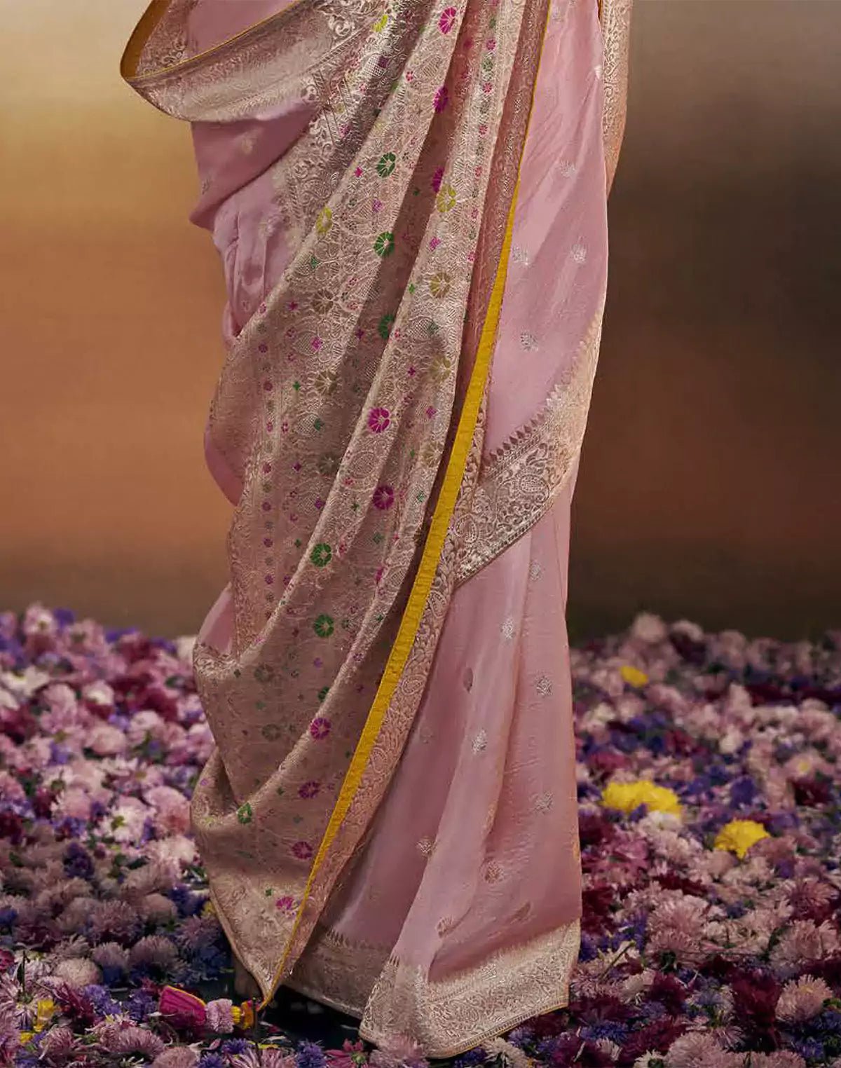 Image of Soft Banarasi Dola Silk Light Pink Designer Saree - South India Shopping Mall