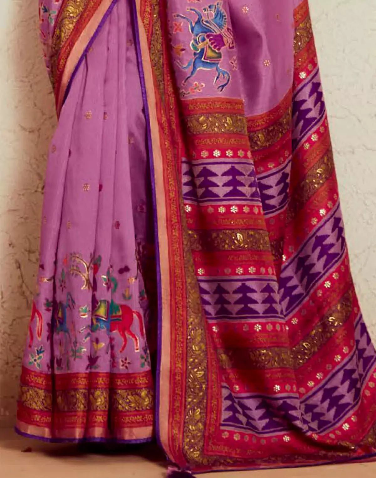 Image of Soft Brasso Saree in Lavender - South India Shopping Mall
