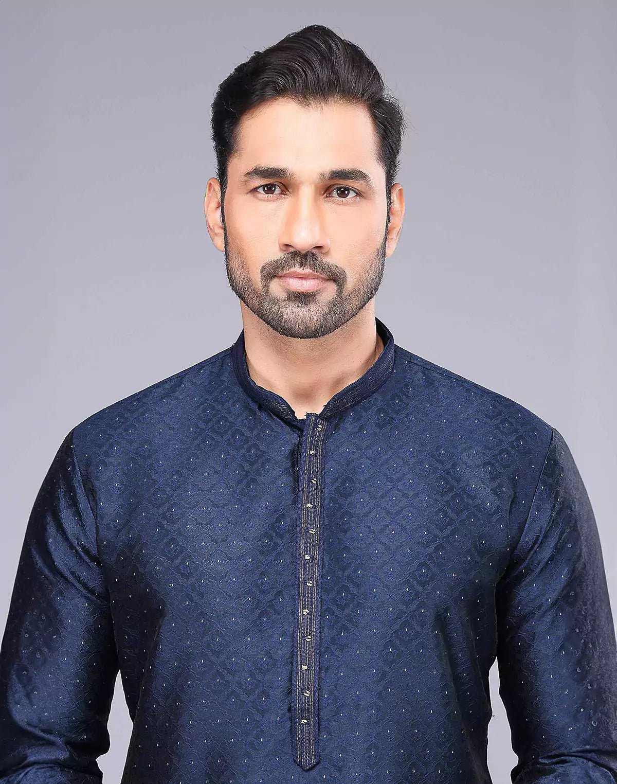 Image of Soft Silk Floral Self Design Blue Coloured Thread Work Kurta Set - South India Shopping Mall