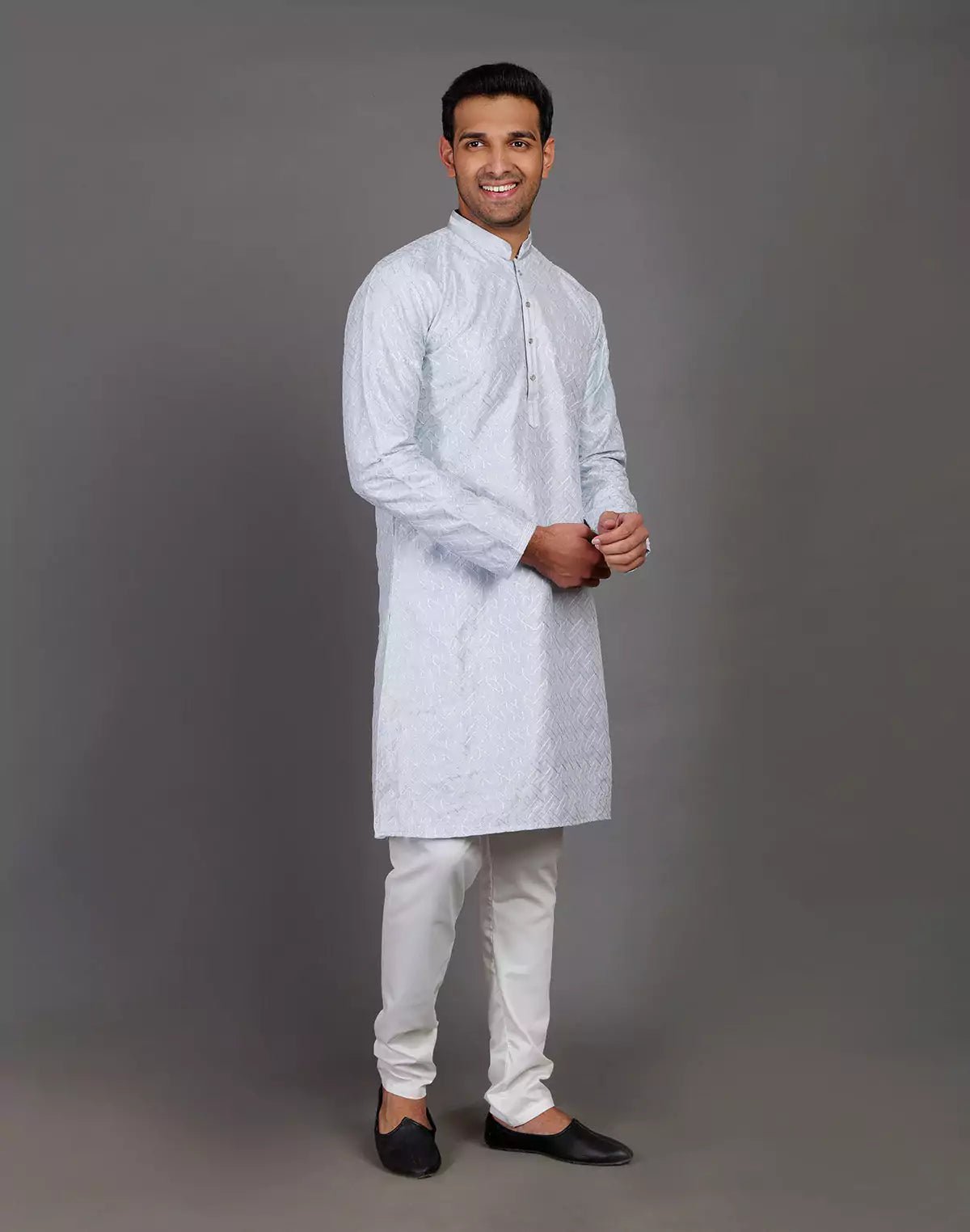 Image of Soft Silk Simple and Comfort Sequence Work Blue Kurta Set - South India Shopping Mall