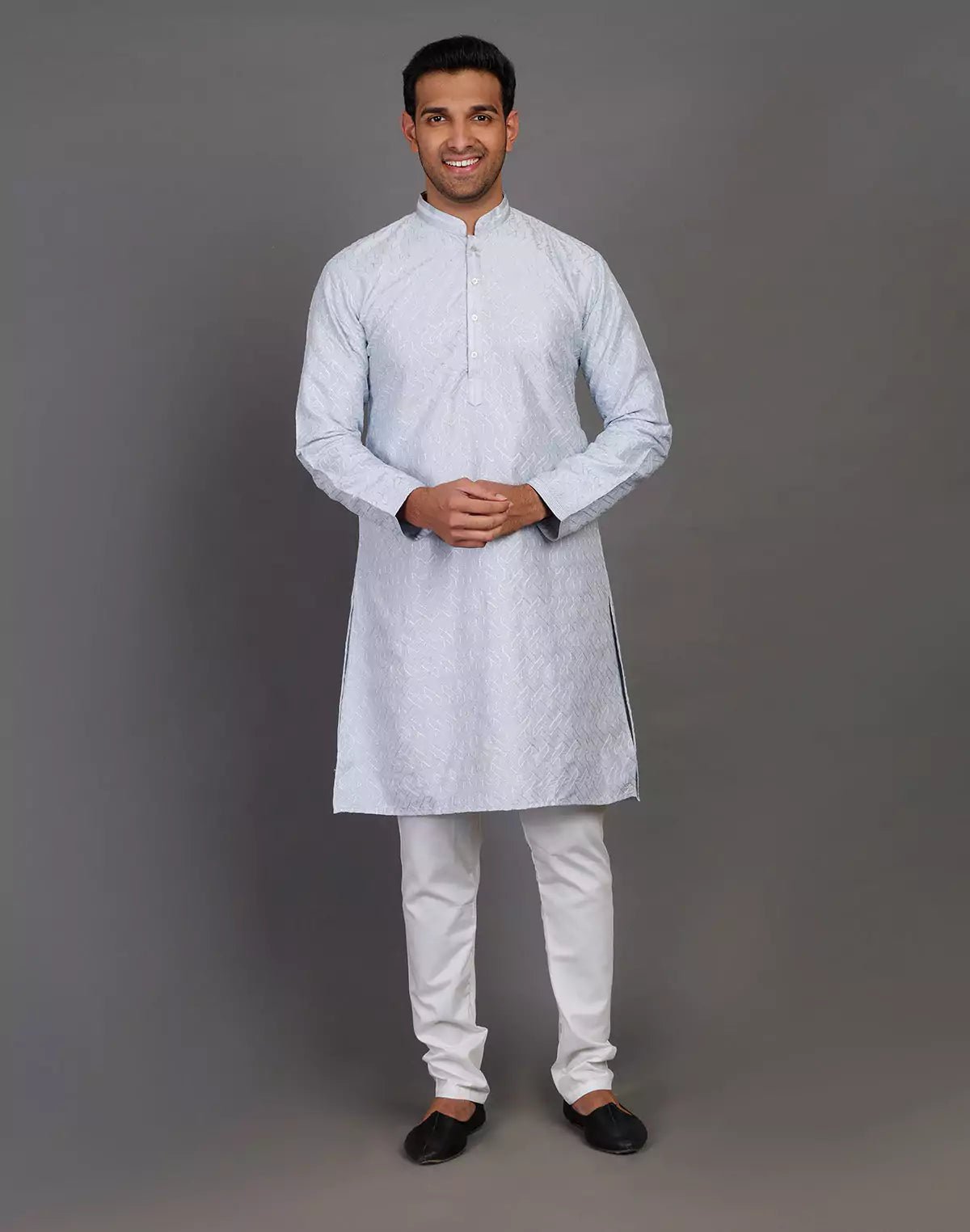 Image of Soft Silk Simple and Comfort Sequence Work Blue Kurta Set - South India Shopping Mall