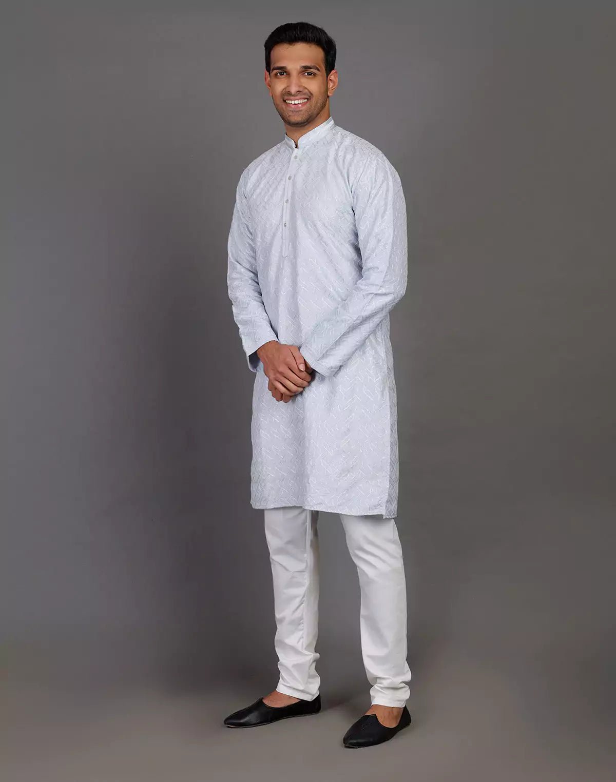 Image of Soft Silk Simple and Comfort Sequence Work Blue Kurta Set - South India Shopping Mall