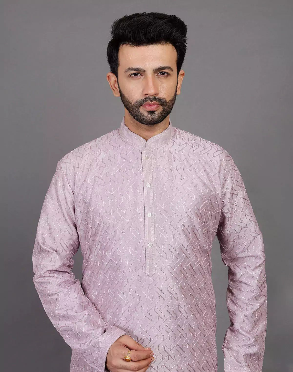 Image of Soft Silk Simple and Comfort Sequence Work Lavender Kurta Set - South India Shopping Mall