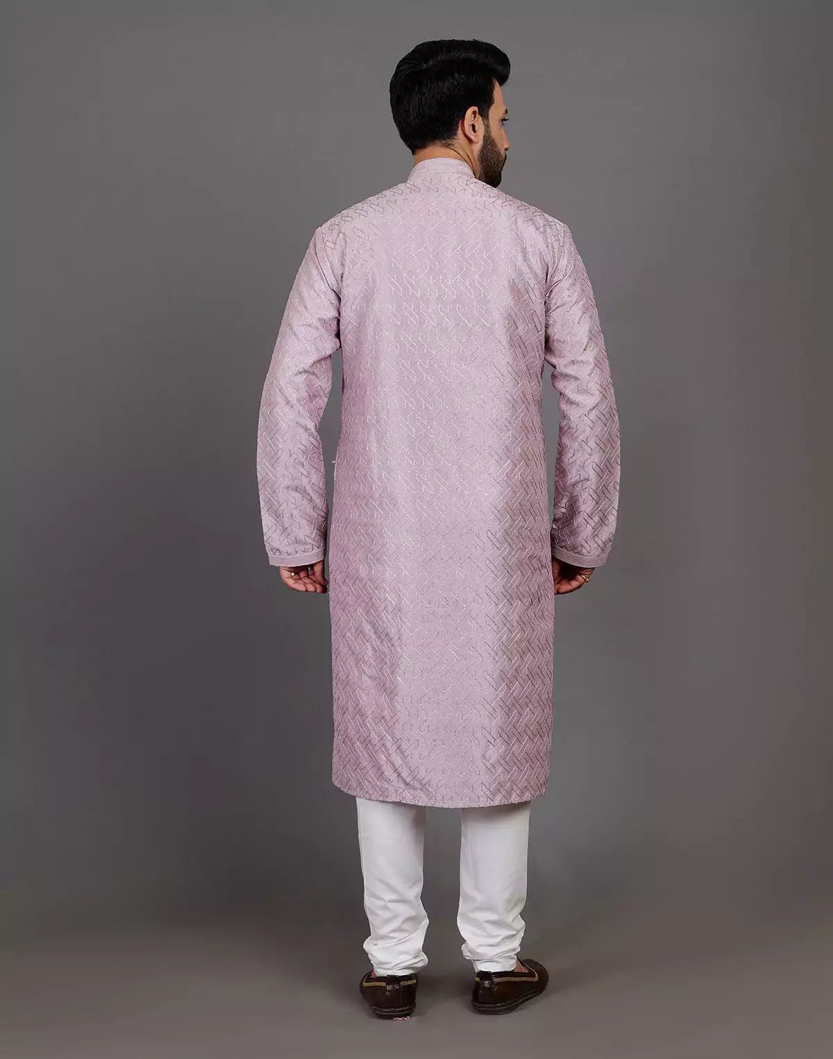 Image of Soft Silk Simple and Comfort Sequence Work Lavender Kurta Set - South India Shopping Mall