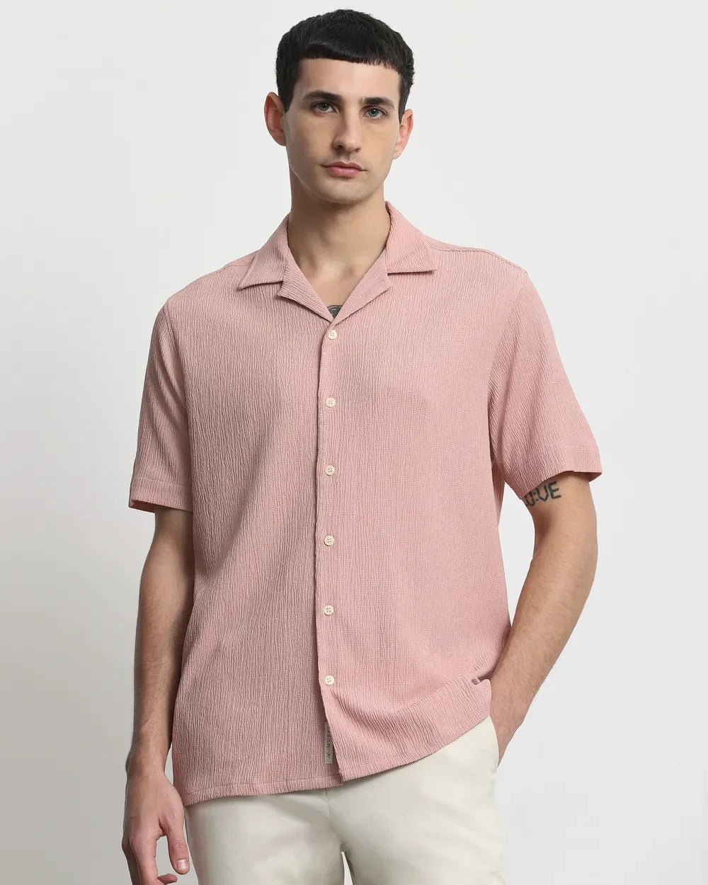 Image of Solid Popcorn with Cotton Half Sleeve Shirt - South India Shopping Mall